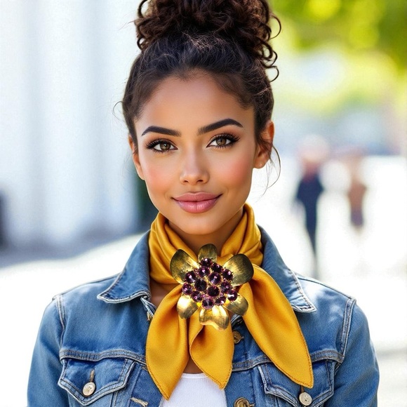 80s vintage Brooch /pendantGold tone Flower  With Purple Glass. Statement Piece - Picture 13 of 16